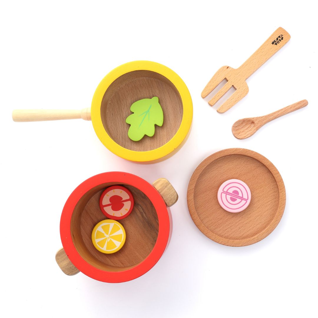 Buy Kitchen Wooden Pretend Play Toy - Set of 9 Pcs - SkilloToys.com