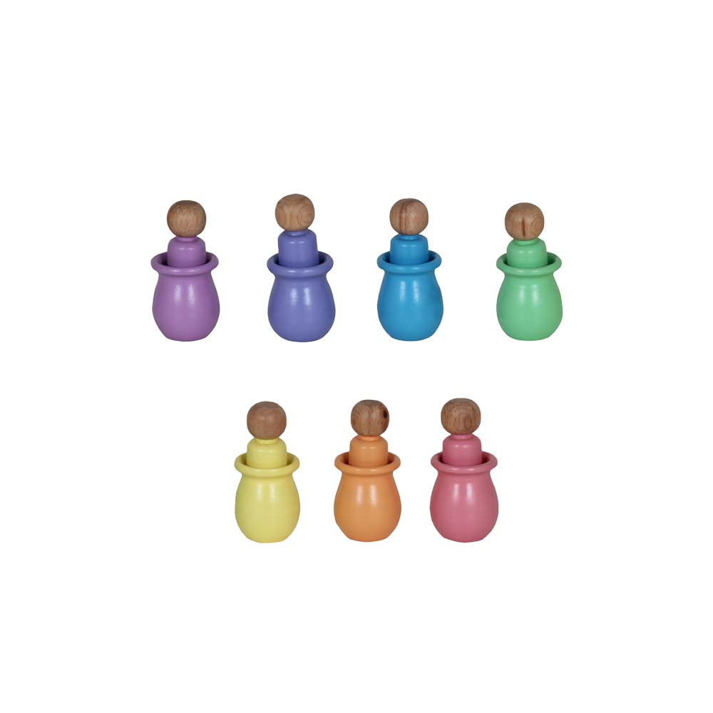 Wooden Rainbow Dolls & Bowls