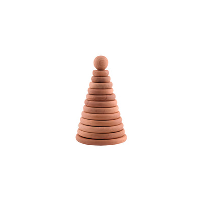 Casa Bambini Wooden Ring Stacker for Kids: wooden rings of graded sizes stacked on a central peg, a classic early-childhood toy for ages 6 months and above