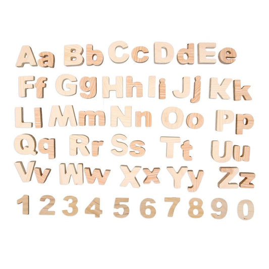 Buy Wooden Alphabets Uppercase, Lowercase & Numerical Numbers - Set of 63 pieces - SkilloToys.com