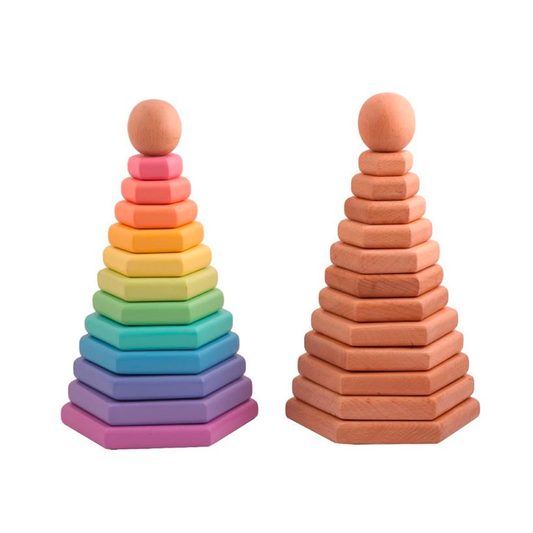 Wooden Hexagonal Prism Stacker