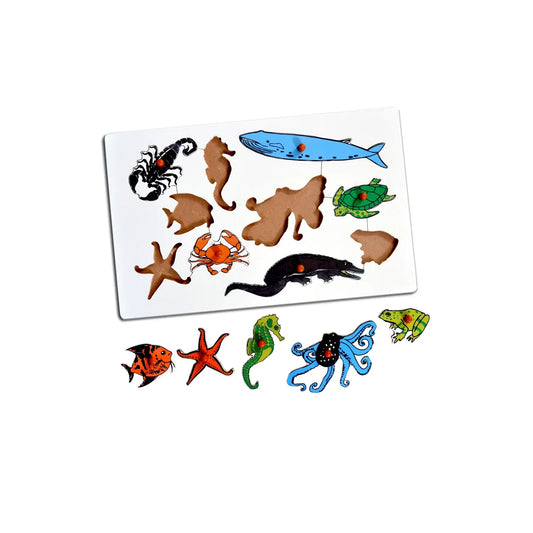 Montessori Insert Board Learning Board - Aqua Animals