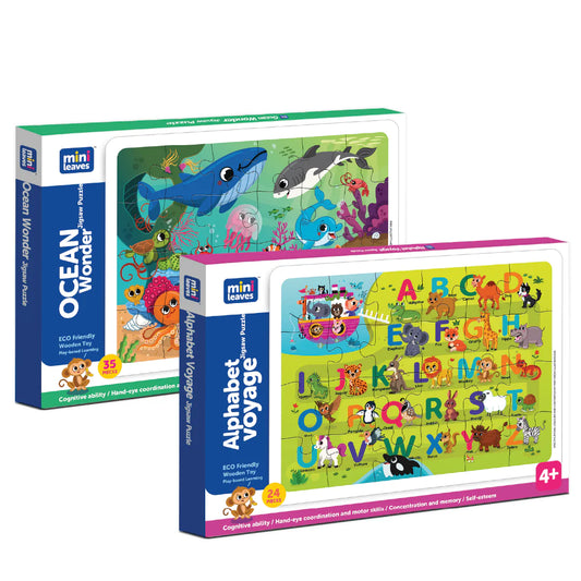 2 In 1 Ocean And Alphabet Wooden Puzzle
