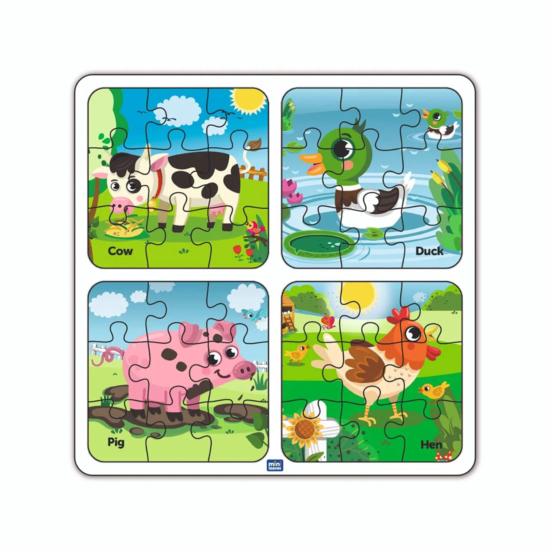 4 In 1 Farm Animal Wooden Puzzle