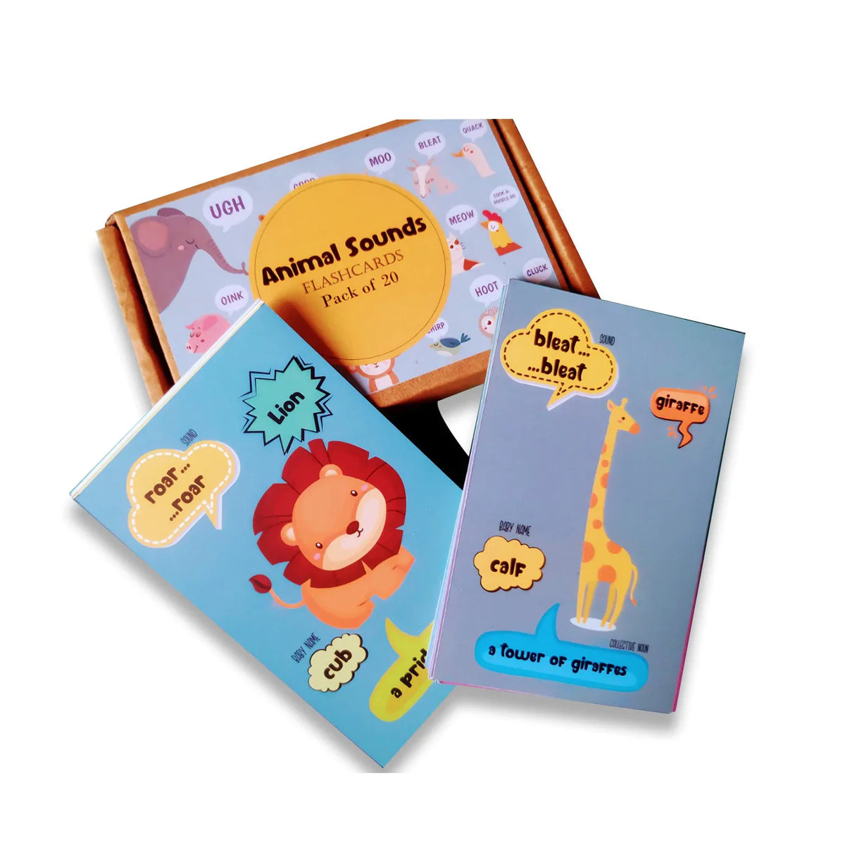 Animals Sounds Flashcards with Collective Noun and Baby Name