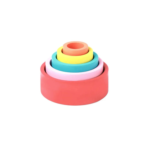 Colored Wooden Nesting Bowls Toy