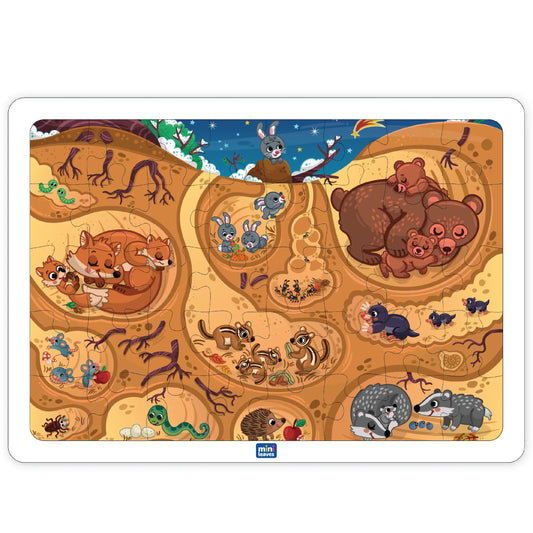 Baby Animal And Burrow Wooden Puzzle Set