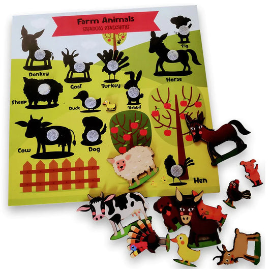 Farm Animals Shadow Matching Activity Board