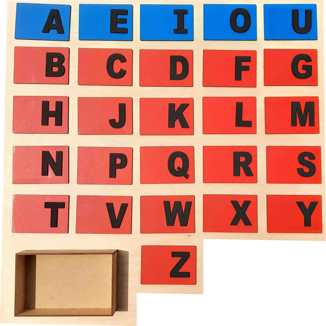 Montessori Upper Case Sandpaper Alphabets with Wooden Storage Box