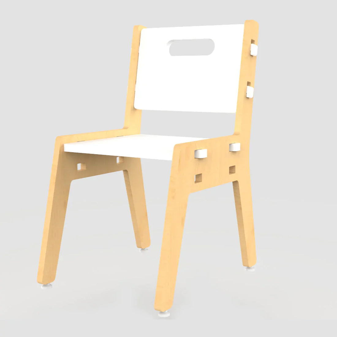 Silver Peach Wooden Chair - White