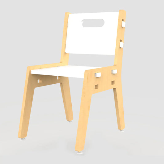 Silver Peach Wooden Chair - White