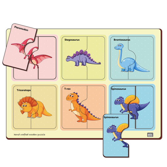 Wooden 2 Piece Dinosaurs Puzzle