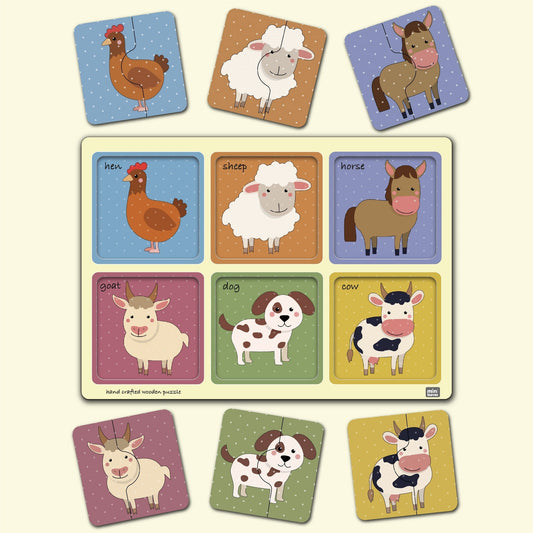 Wooden 2 Piece Farm Animal Puzzle