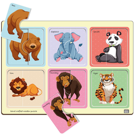 Wooden 2 Piece Safari Animal Friends Puzzle