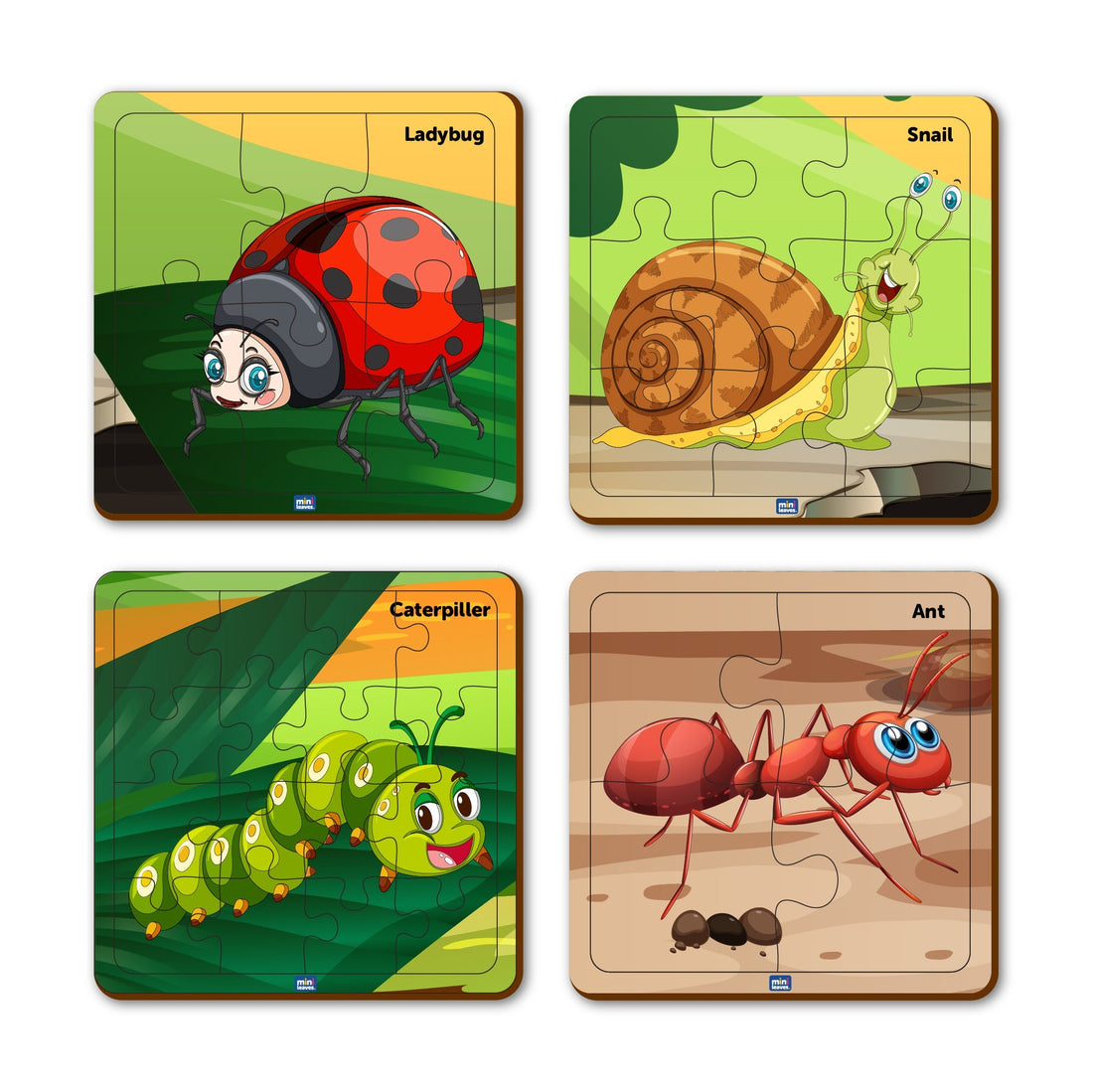 Wooden 4 In A Box Insects Theme Puzzle