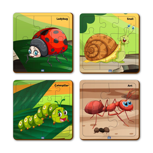Wooden 4 In A Box Insects Theme Puzzle