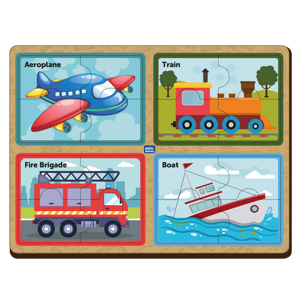 Wooden 4 Piece Vehicle Puzzle