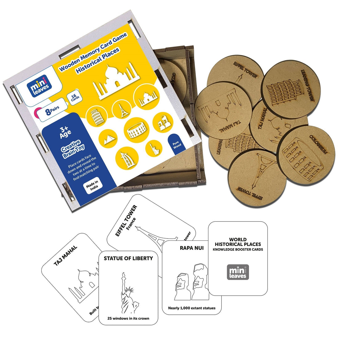 Wooden 8 Wonders of the World Card Game