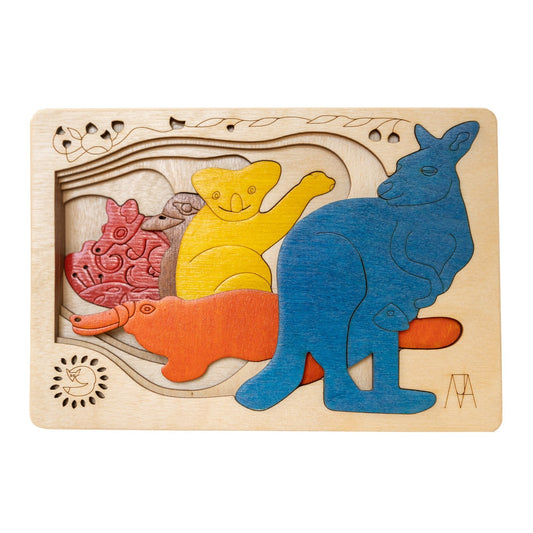 Wooden Australian Fauna Puzzle Board
