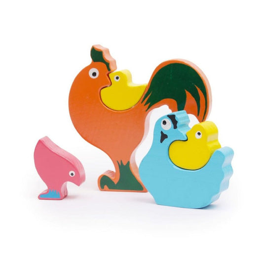 Wooden Chicken Family Puzzle Stacking Toy