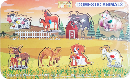 Wooden Domestic Animals Learning Board
