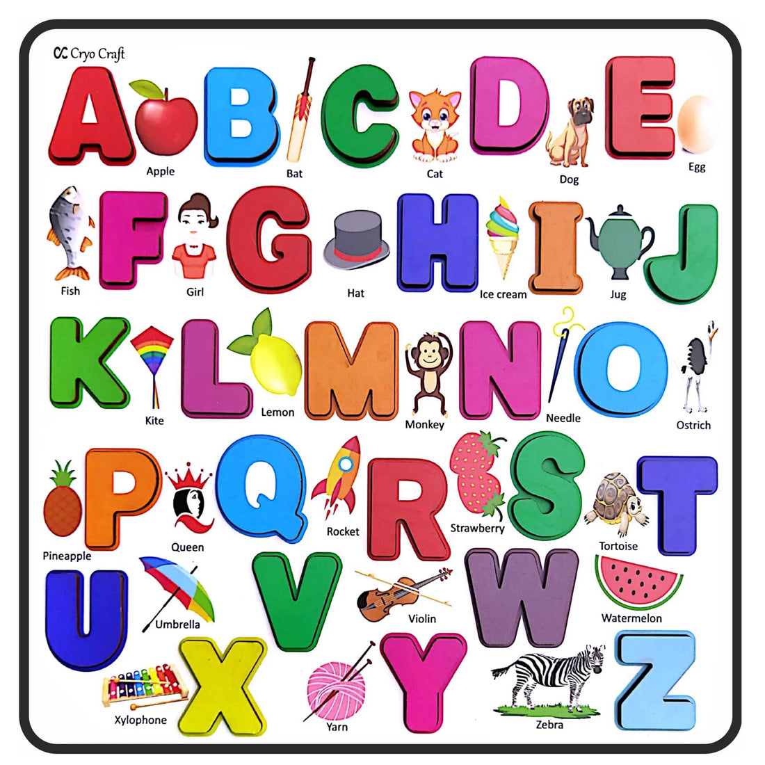 Wooden English Alphabet Puzzle Board with Pictures