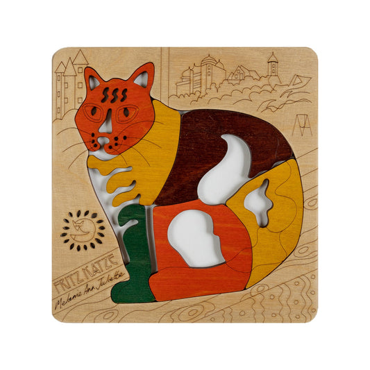 Wooden Fritz Katze Puzzle Board