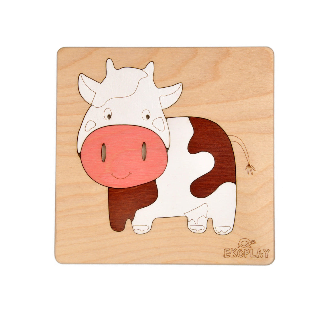 Wooden Happy Cow Puzzle Board
