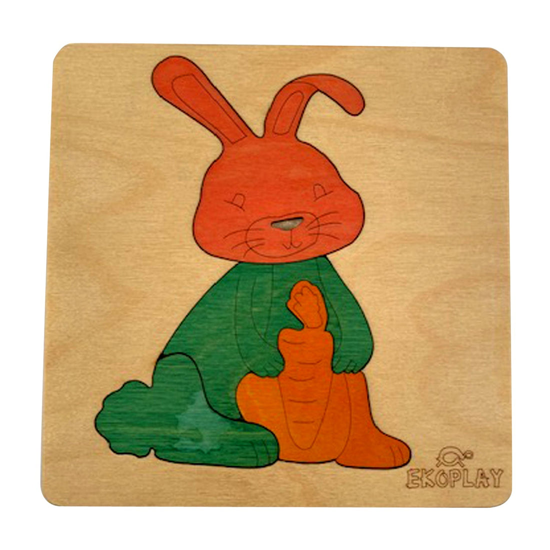 Wooden Happy Rabbit Puzzle Board