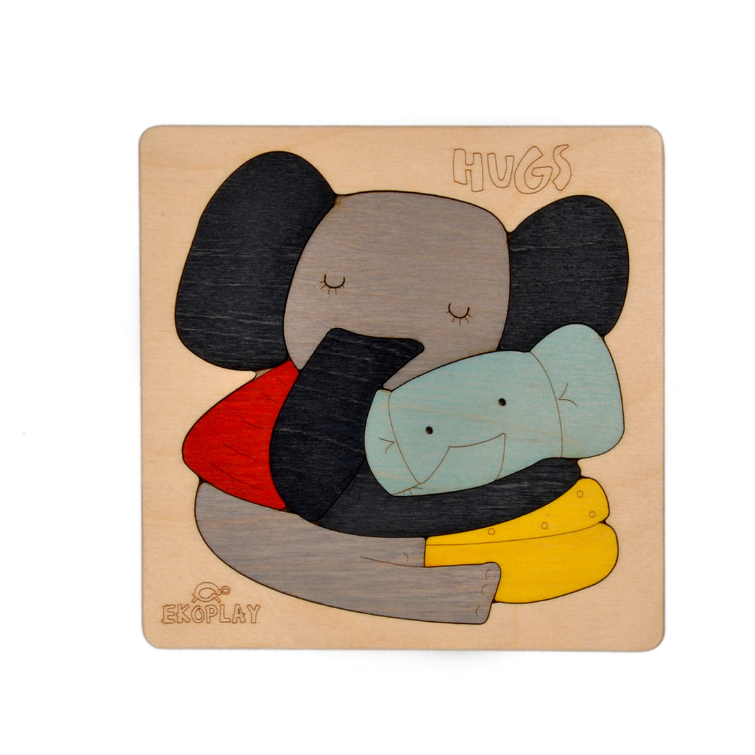 Wooden Hugs Elephant Puzzle Board