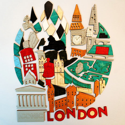 Wooden Iconic London Puzzle Board