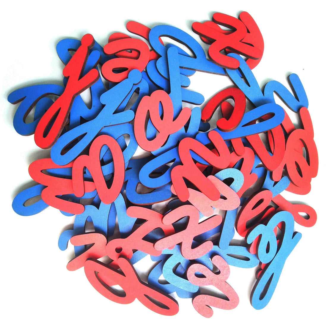 Wooden Magnetic Cursive letters (3 Sets of Vowels & 2 Sets of Consonant- Multi Color)