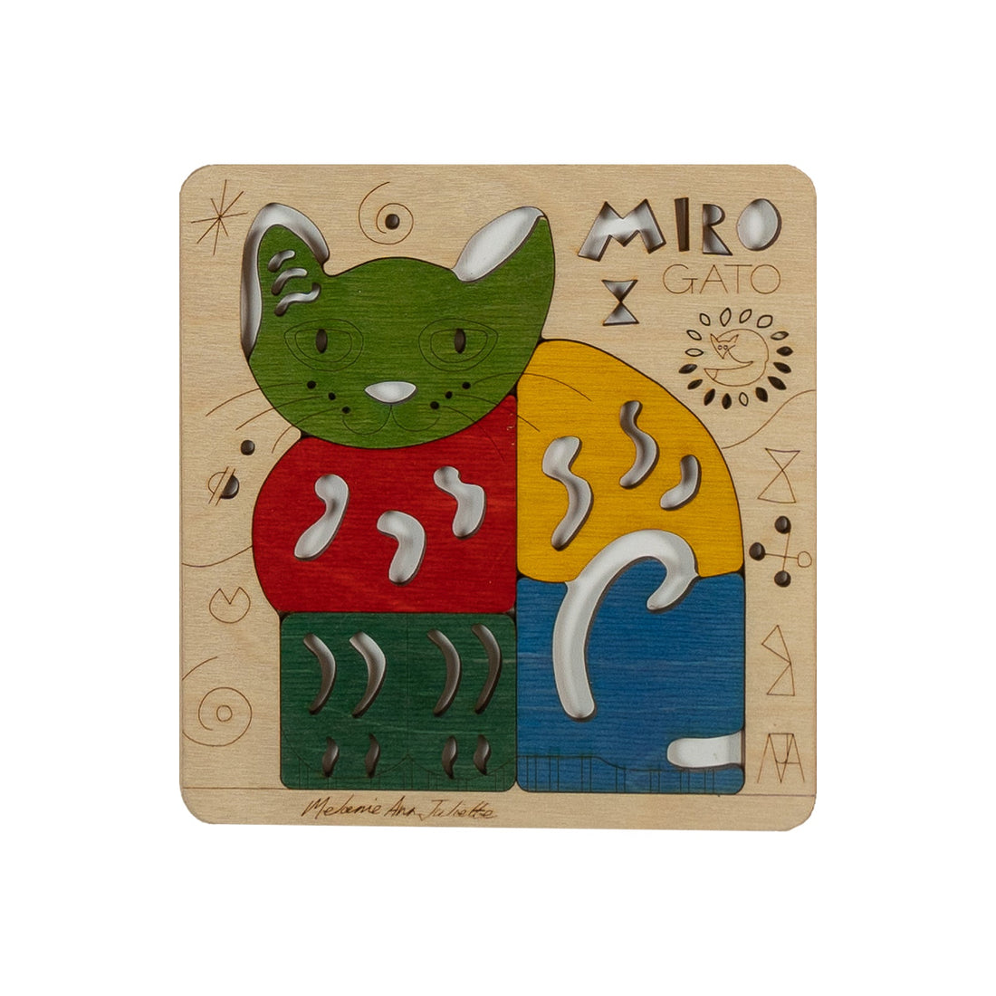 Wooden Miro Gato Puzzle Board