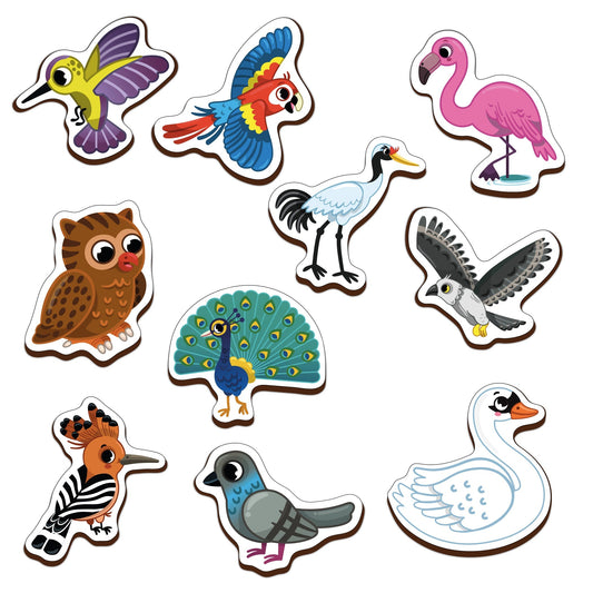 Wooden Multicolor Magnetic Bird Cutouts