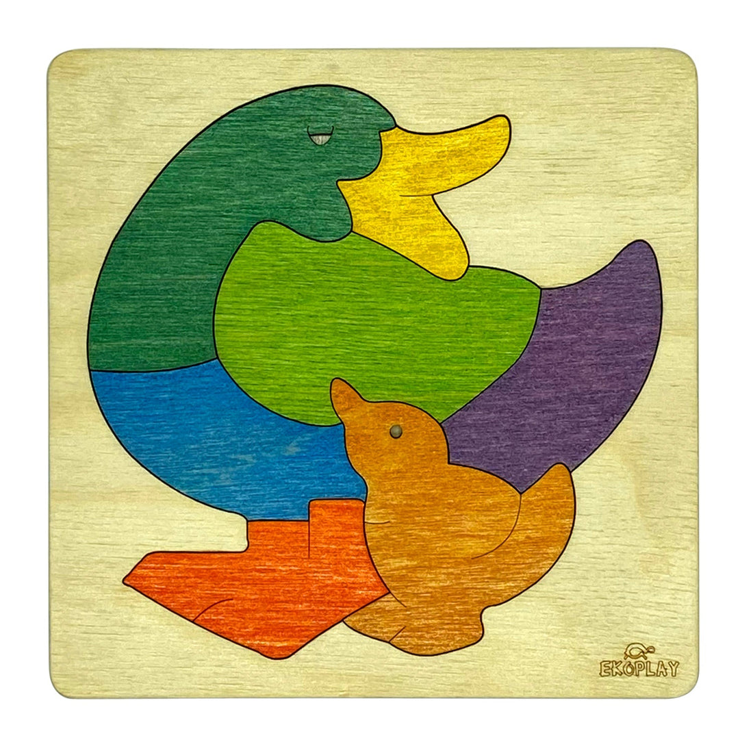 Wooden Rainbow Duck Puzzle Board