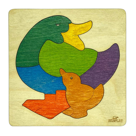 Wooden Rainbow Duck Puzzle Board