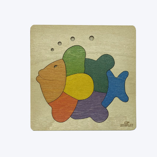 Wooden Rainbow Fish Puzzle Board