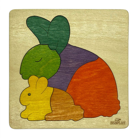 Wooden Rainbow Rabbit Puzzle Board