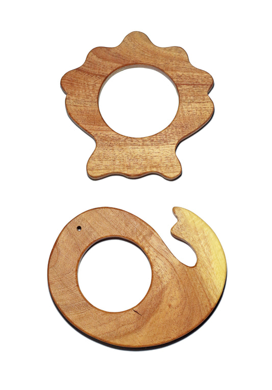 Wooden Sea Shell & Whale Teether