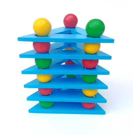 Wooden Small Triangle Ball Stacking Tower