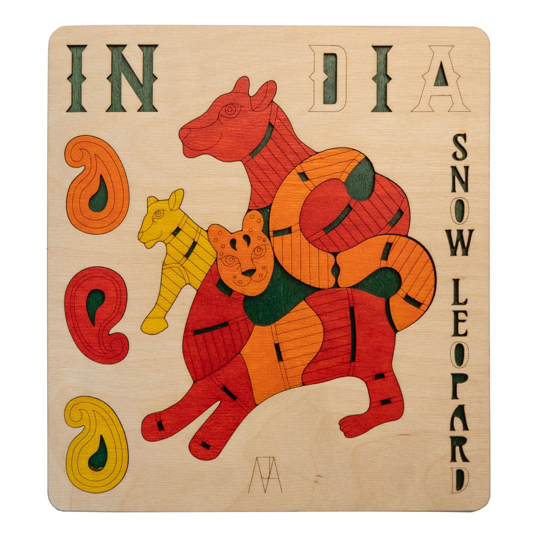 Wooden Snow Leopard Puzzle Board