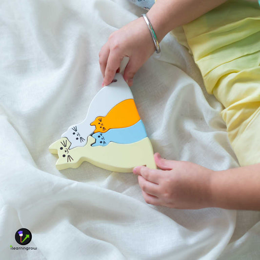 Cat Animal Wooden Puzzle Toy
