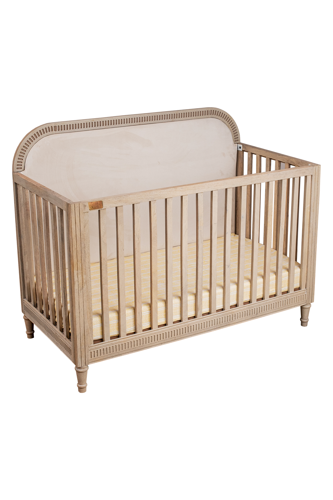 Wooden Baby Cot With Headboard - Oat Finish