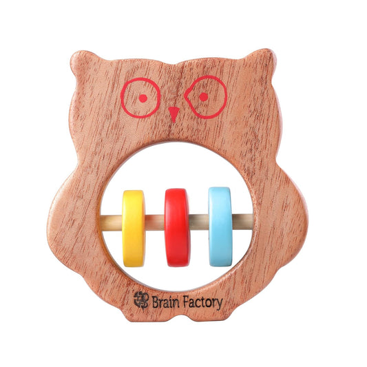 Owl-Shaped Neem Wood Teether Rattle