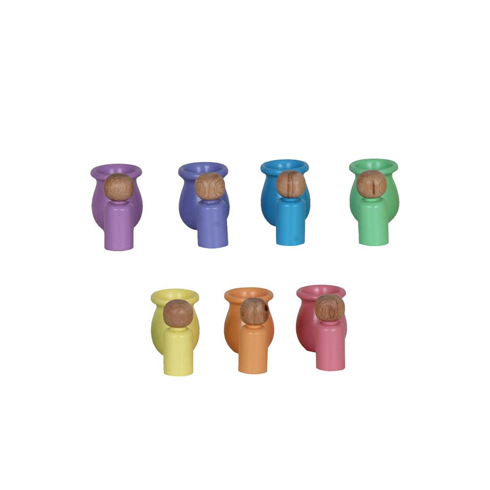 Wooden Rainbow Dolls & Bowls