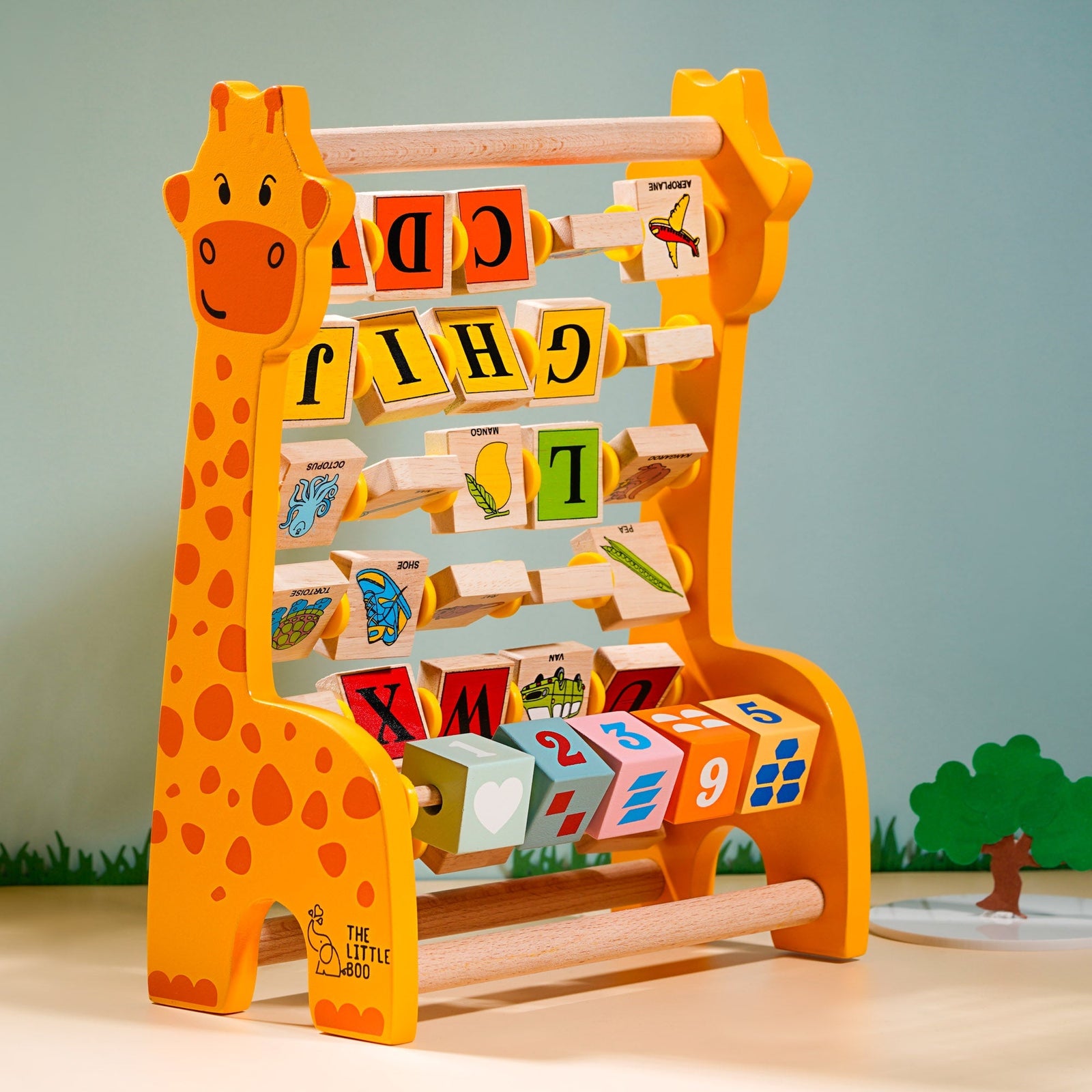 Wooden Alphabet and Numbers Giraffe Abacus for Kids