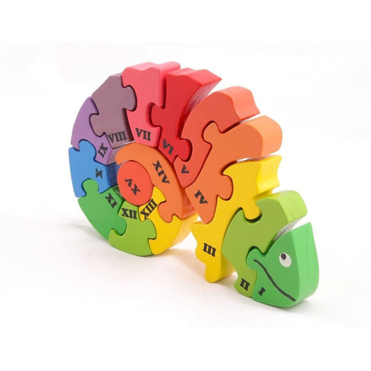 Wooden Chameleon Number Counting Puzzle
