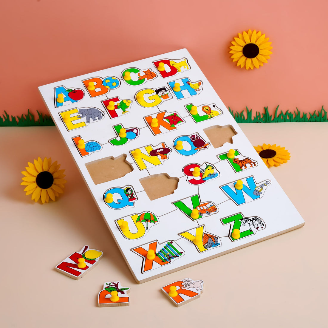 Wooden Picture Educational Board for Kids - Alphabet Puzzle