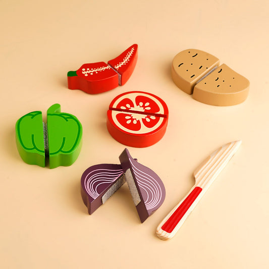 Wooden Raised Cut Vegetable Tray for Kids