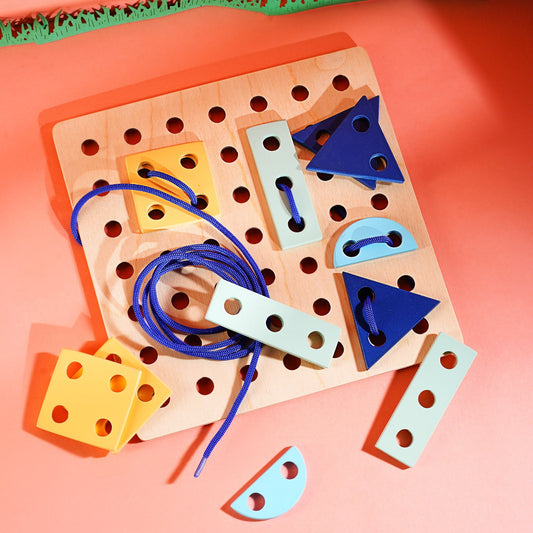 Wooden Shape Lacing Board Activity